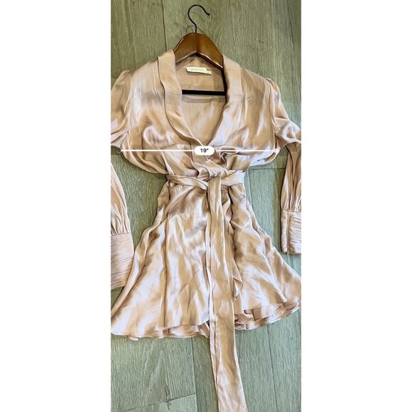 NEW ZIMMERMANN pale pink petal Silk Wrap Mini Dress Size 2/US 8/ M - Picture 10 of 12